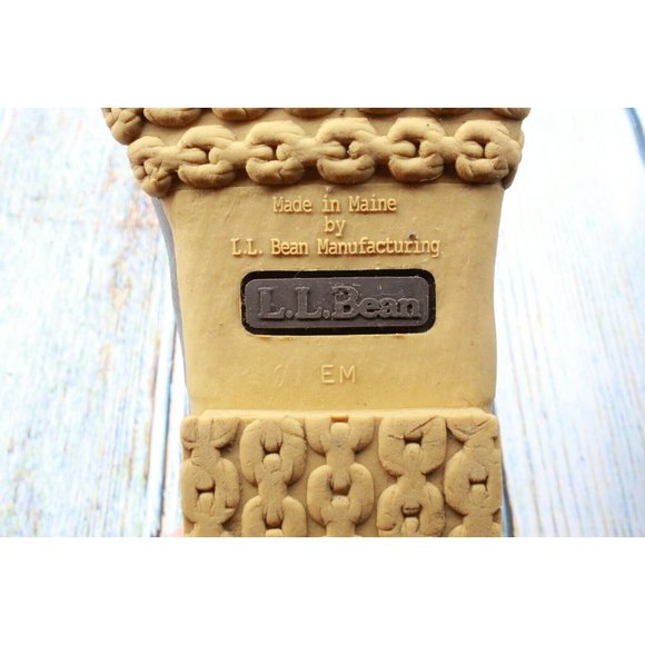 LL Bean Unlined Brown Leather Rubber Low Ankle Gum Shoe Duck Boots M 7 L 9 - Picture 9 of 10